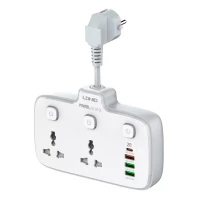 چند راهی 2 خانه برق الدینیو SC2413 + شارژر USB و Type-C