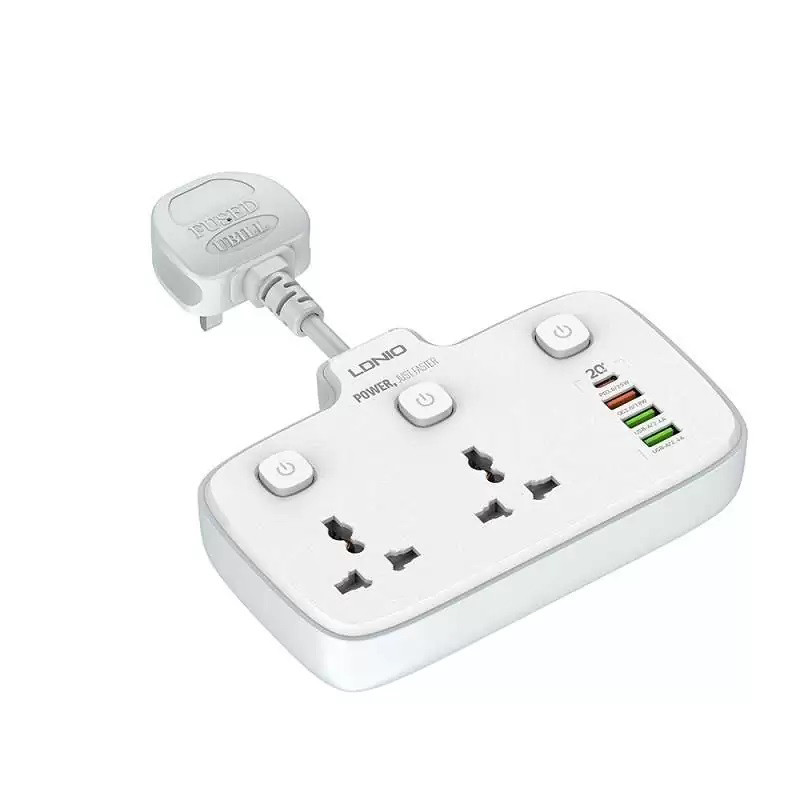 چند راهی 2 خانه برق الدینیو SC2413 + شارژر USB و Type-C
