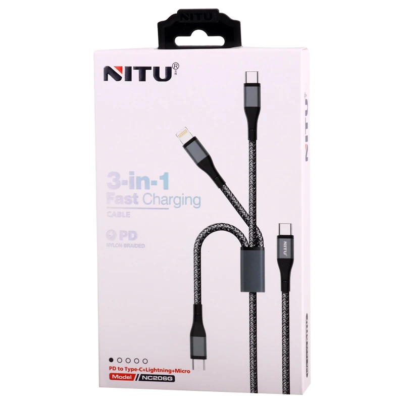 کابل سه سر فست شارژ نیتو NC206G طول 1.2 متر