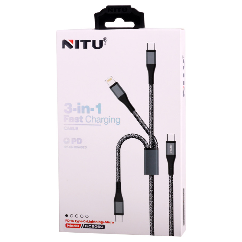 کابل 3 سر فست شارژ Nitu NC206G PD 1.2m