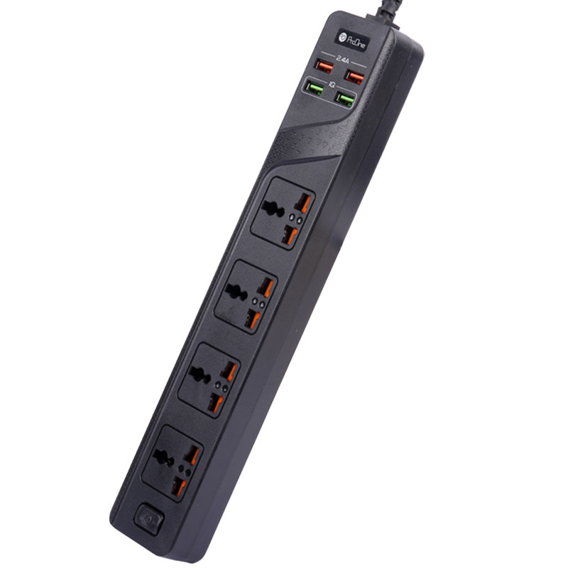 چند راهی 4 خانه برق ارت دار پرووان PSP10 با کابل 2 متری + شارژر USB