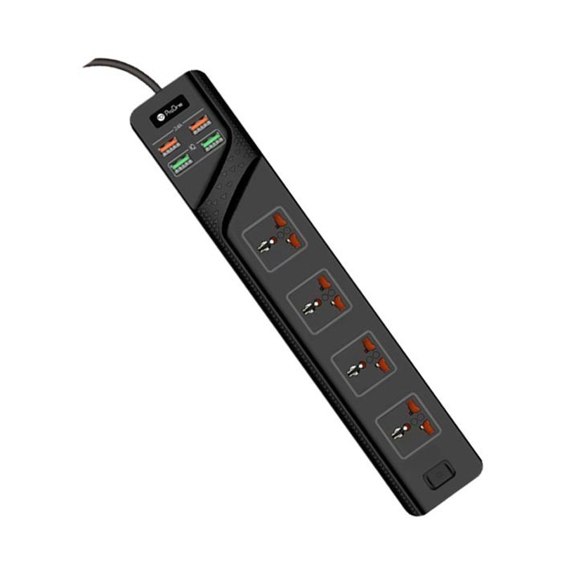 چند راهی 4 خانه برق ارت دار پرووان PSP10 با کابل 2 متری + شارژر USB