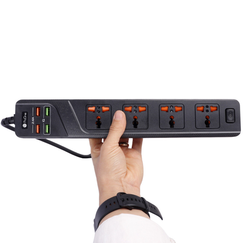 چند راهی 4 خانه برق ارت دار پرووان PSP10 با کابل 2 متری + شارژر USB