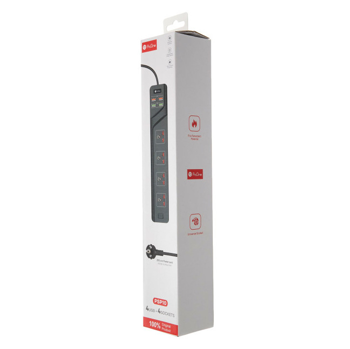 چند راهی 4 خانه برق ارت دار پرووان PSP10 با کابل 2 متری + شارژر USB