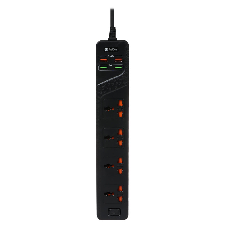 چند راهی 4 خانه برق ارت دار پرووان PSP10 با کابل 2 متری + شارژر USB
