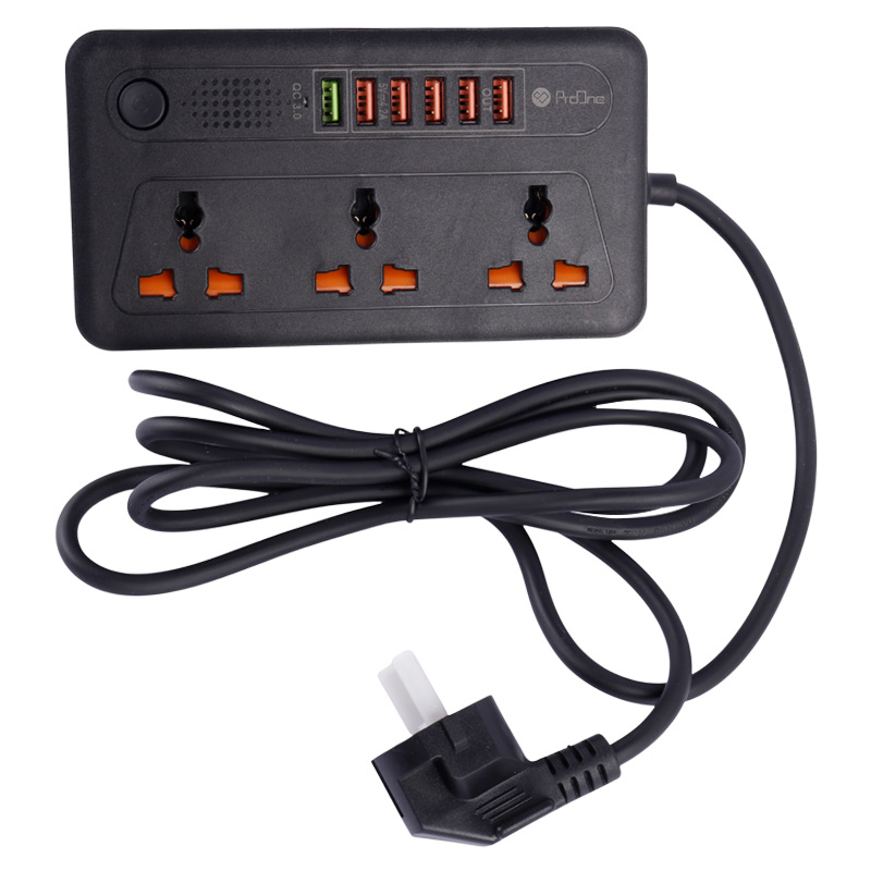 چند راهی 3 خانه برق ارت دار پرووان PSP12 با کابل 2 متری + شارژر USB