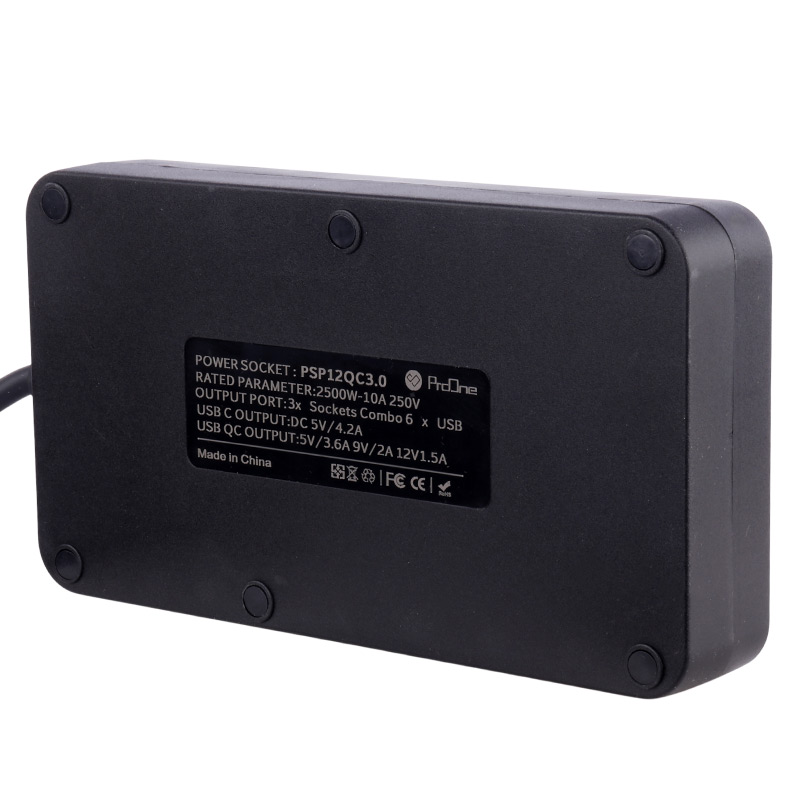 چند راهی 3 خانه برق ارت دار پرووان PSP12 با کابل 2 متری + شارژر USB