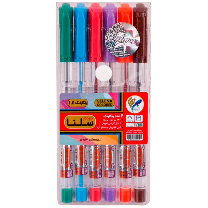 خودکار سلنا رنگی Selena SP120 1mm بسته 6 عددی