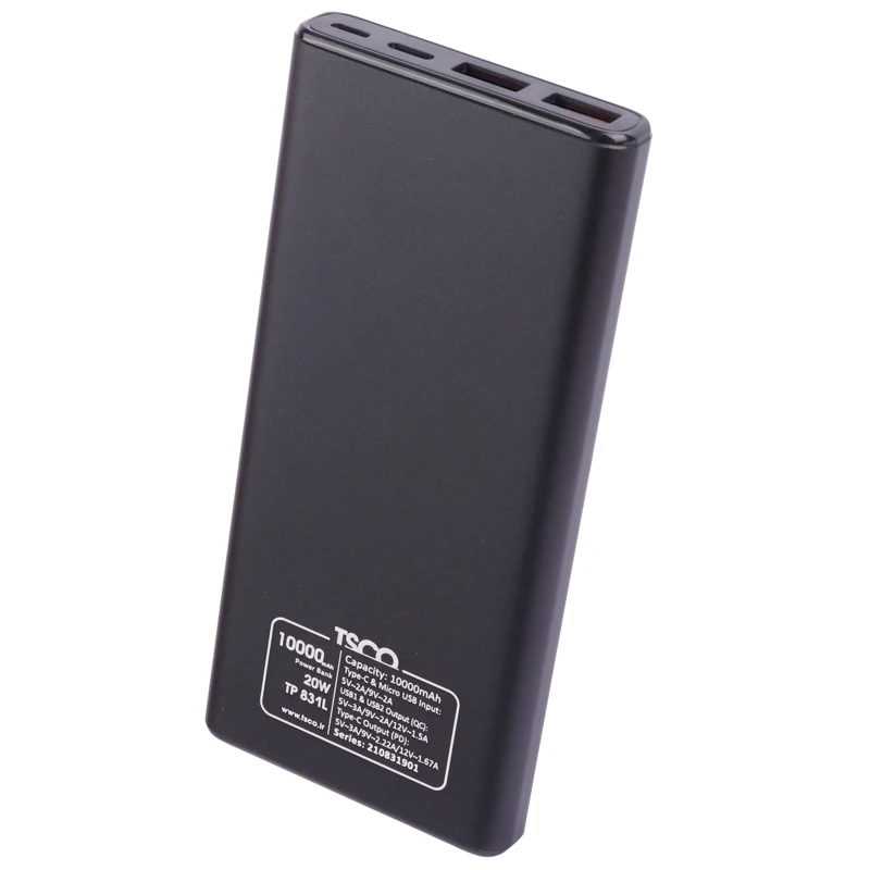 پاور بانک فست شارژ 10000 تسکو TSCO TP 831L QC3.0 PD 20W