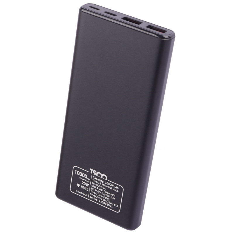 پاور بانک فست شارژ 10000 تسکو TSCO TP 831L QC3.0 PD 20W