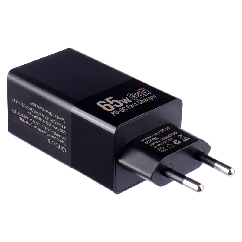شارژر دیواری فست شارژ TSCO TTC 67 GaN 2Port QC3 PD 5A 65W Type-C + کابل تبدیل تایپ سی