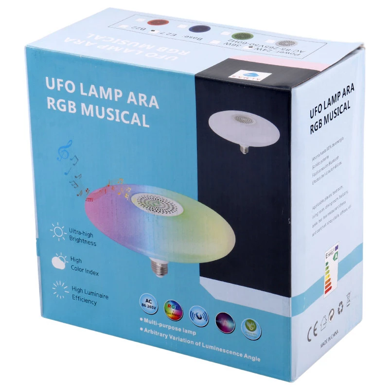 لامپ اسپیکر دار بلوتوثی 24 وات UFO RGB پایه E27 + ریموت کنترل