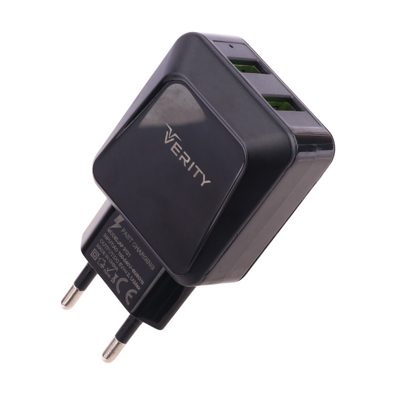 شارژر دیواری فست شارژ Verity AP 2121 2Port 2.1A 10.5W + کابل میکرو یو اس بی