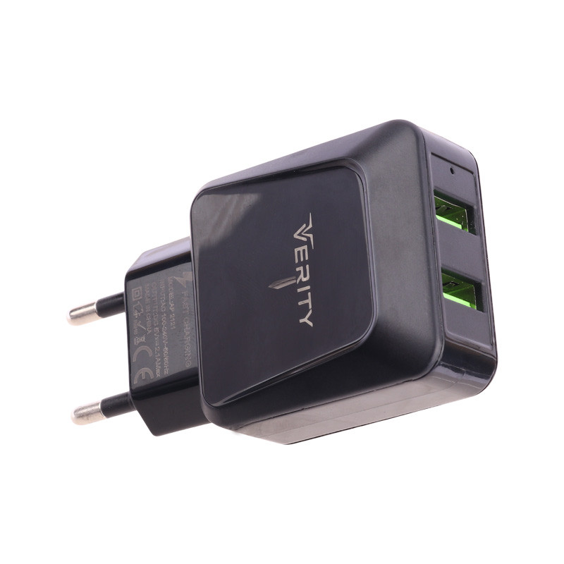 شارژر دیواری فست شارژ Verity AP 2121 2Port 2.1A 10.5W + کابل میکرو یو اس بی