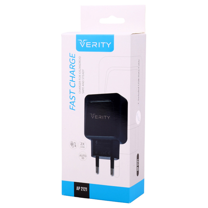 شارژر دیواری فست شارژ Verity AP 2121 2Port 2.1A 10.5W + کابل میکرو یو اس بی