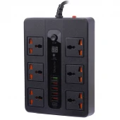 چند راهی 6 خانه ارت دار وریتی PS-3113 با کابل 2 متری+ شارژر USB و Type-C