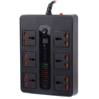 چند راهی 6 خانه برق ارت دار وریتی Verity PS-3113 با کابل 2 متری+ شارژر USB و Type-C