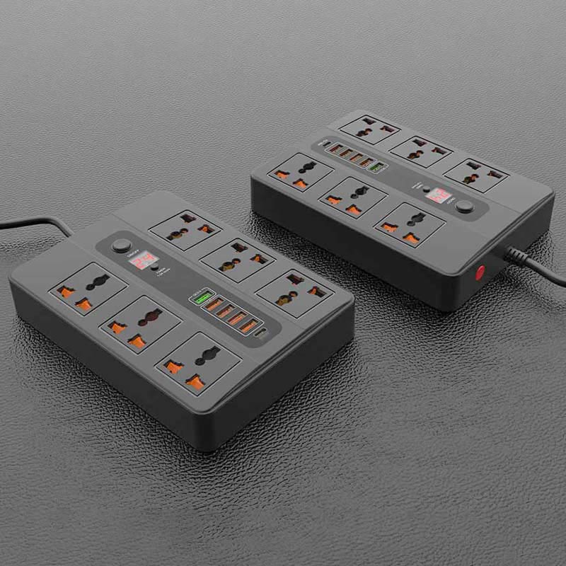 چند راهی 6 خانه ارت دار وریتی PS-3113 با کابل 2 متری+ شارژر USB و Type-C