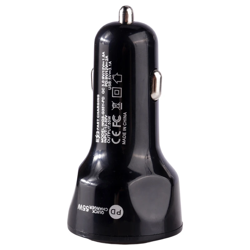 شارژر فندکی فست شارژ WGS-G35Y-PD 3.1A QC3.0 PD 55W