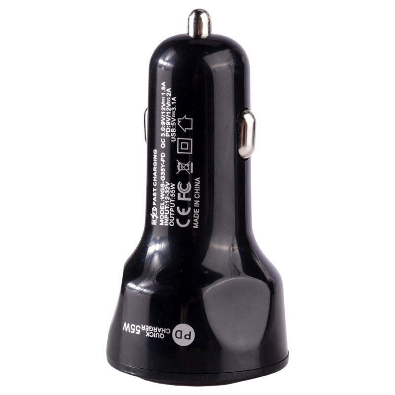شارژر فندکی فست شارژ WGS-G35Y-PD 3.1A QC3.0 PD 55W