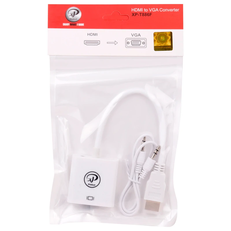 تبدیل HDMI به VGA ایکس پی پروداکت XP-T886 + کابل صدا