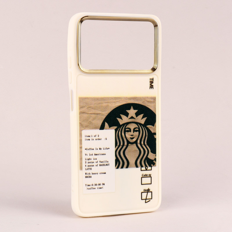 قاب طرحدار Starbucks دور لنز فلزی Xiaomi Poco X4 Pro 5G