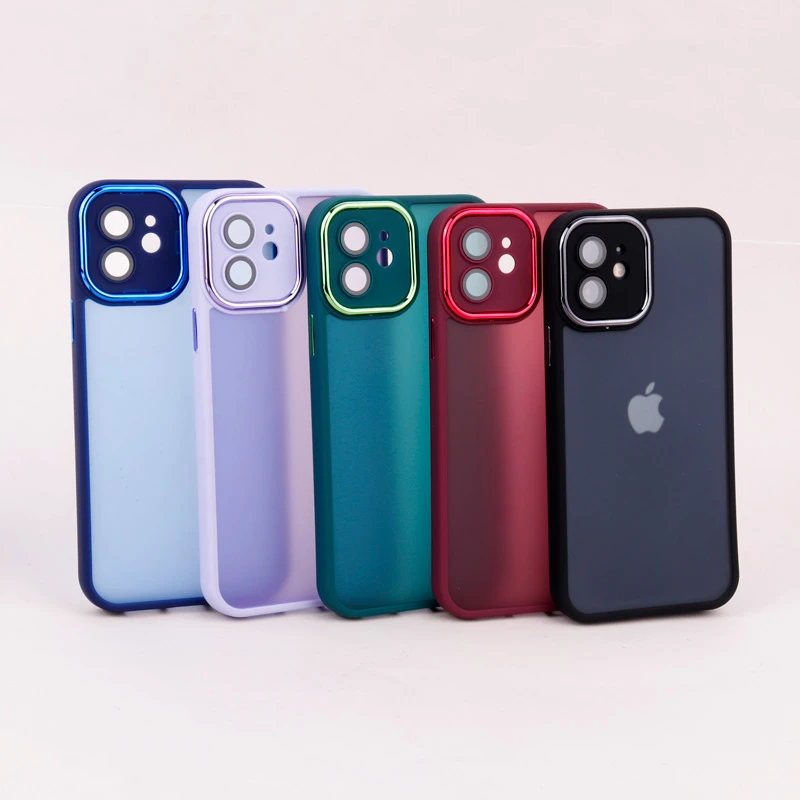 قاب PC آیفون iPhone 12 متال ایرون پشت مات محافظ لنزدار
