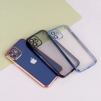 قاب ساده شفاف دور رنگی محافظ لنزدار iPhone 12