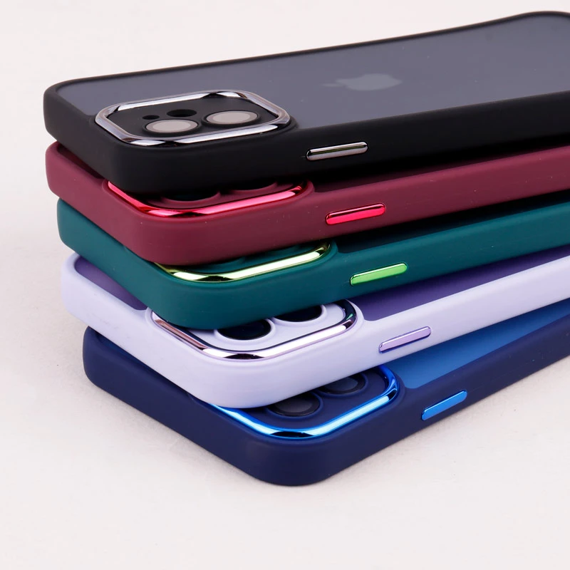 قاب PC آیفون iPhone 12 متال ایرون پشت مات محافظ لنزدار