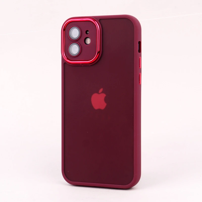 قاب PC آیفون iPhone 12 متال ایرون پشت مات محافظ لنزدار
