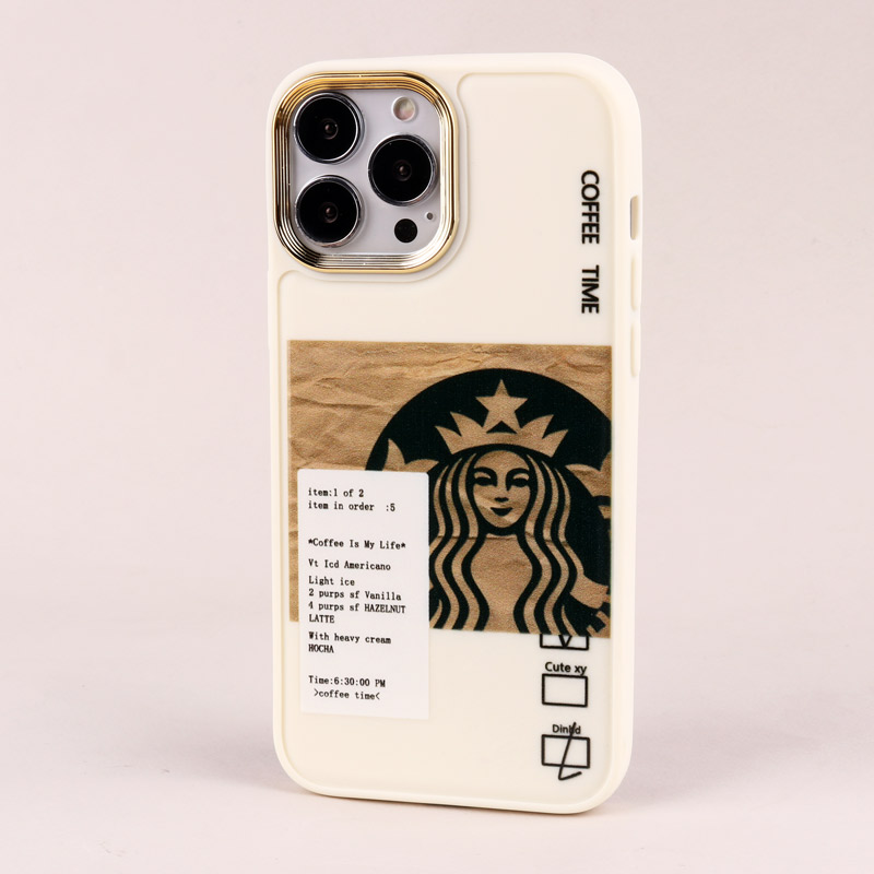 قاب طرحدار Starbucks دور لنز فلزی iPhone 13 Pro Max