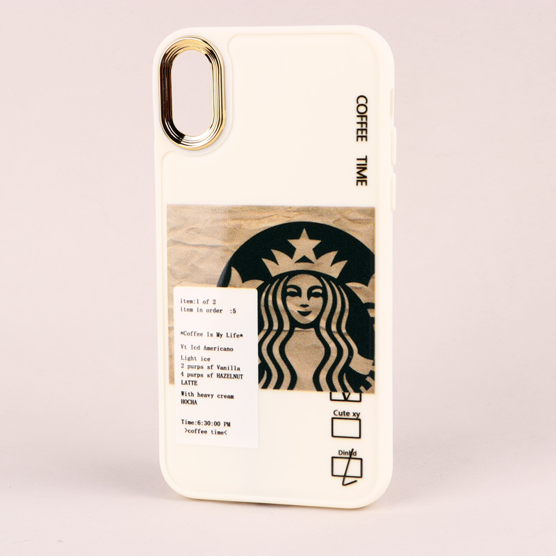 قاب طرحدار Starbucks دور لنز فلزی iPhone X / XS