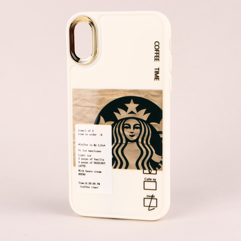 قاب طرحدار Starbucks دور لنز فلزی iPhone X / XS