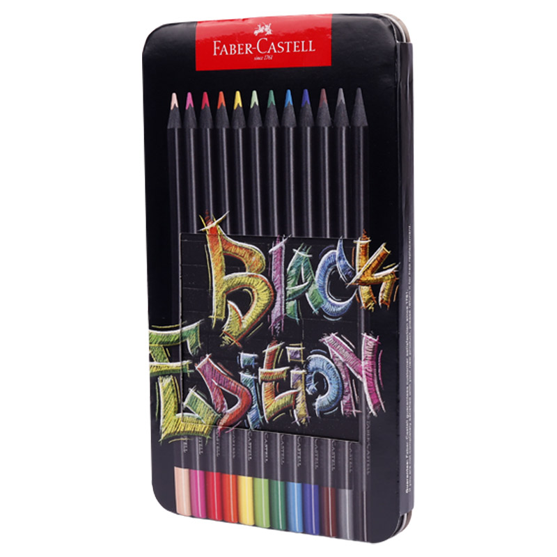 مداد رنگی 12 رنگ فابر کاستل 116413 Faber-Castell Black Edition