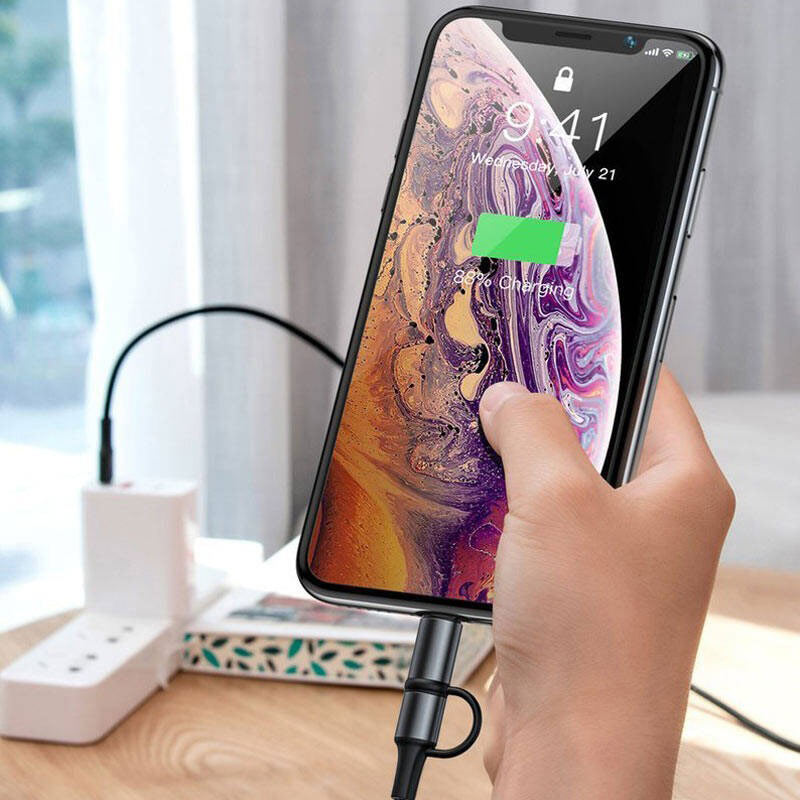 کابل تایپ سی به تایپ سی / لایتنینگ فست شارژ 60 وات باسئوس CATLYW-01 طول 1 متر