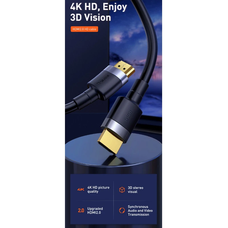 کابل HDMI V2.0 4K باسئوس Cafule Series CADKLF-H01 طول 5 متر
