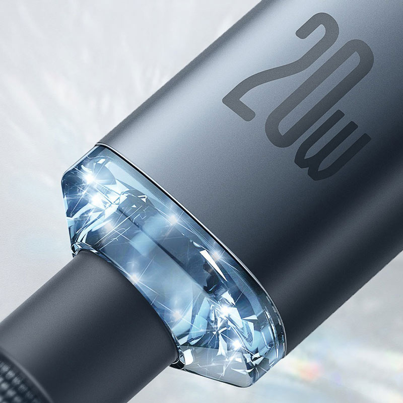 کابل تبدیل فست شارژ Baseus Crystal shine series CAJY00020 Type-C to Lightning PD 20W 1.2m