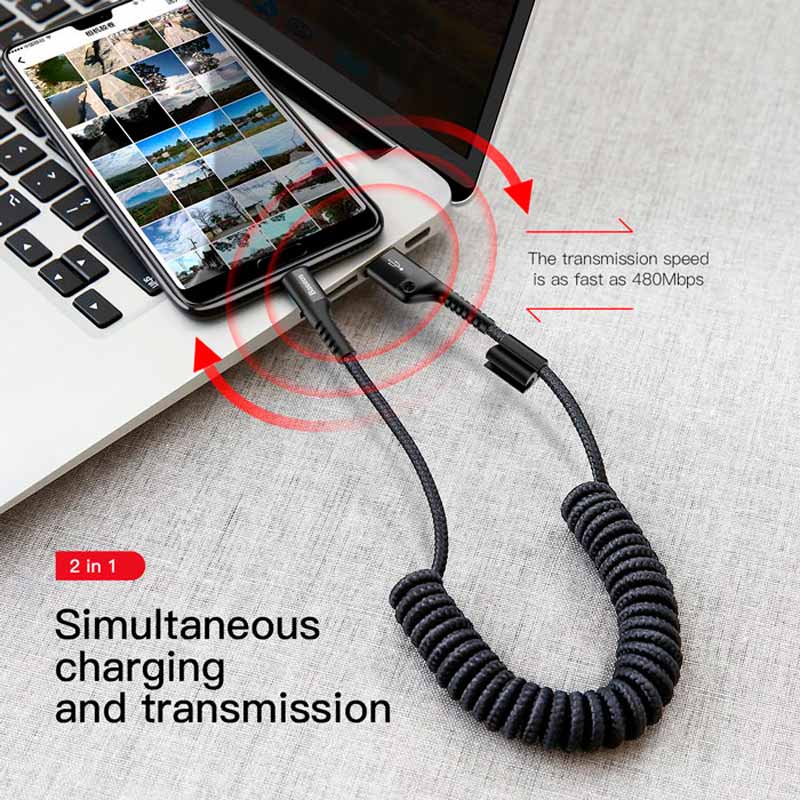 کابل فنری تایپ سی Baseus Fish Eye Spring Catsr-0 2A 1m