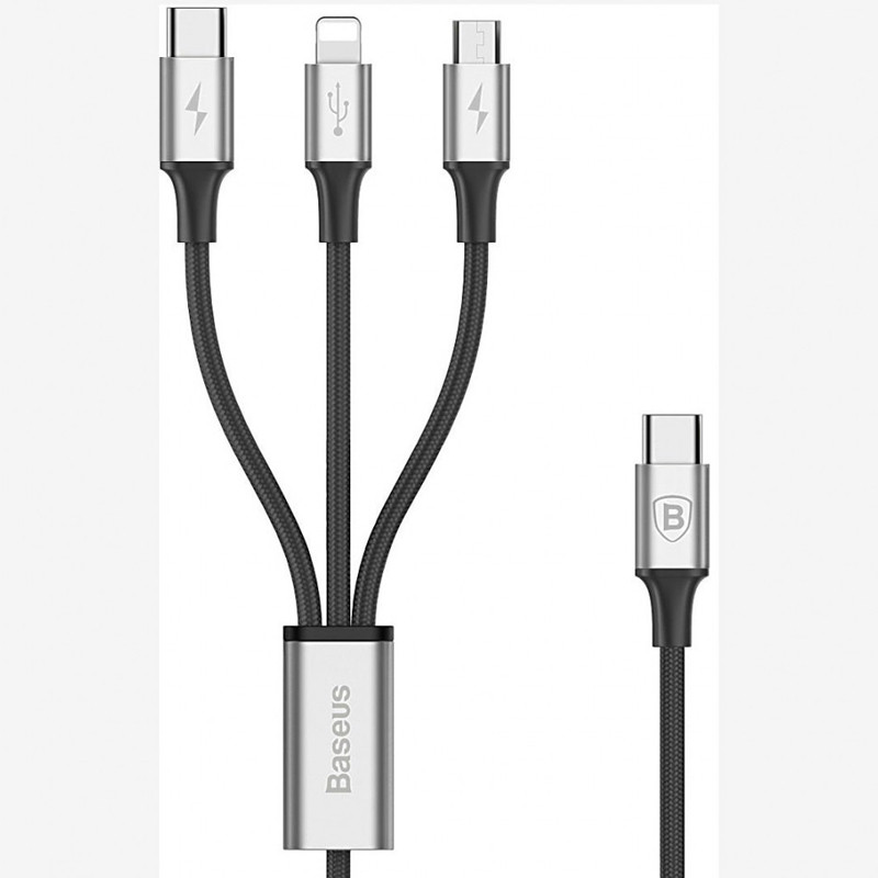 کابل 3 سر فست شارژ Baseus Rapid Series CAMLT-SUS 3A 1.2m