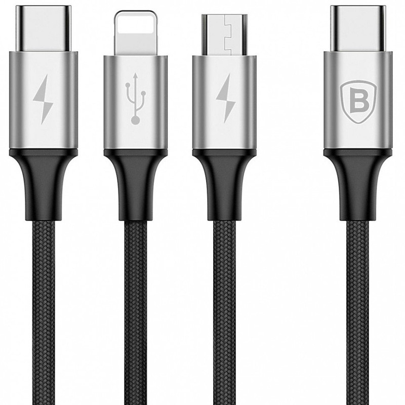 کابل 3 سر فست شارژ Baseus Rapid Series CAMLT-SUS 3A 1.2m