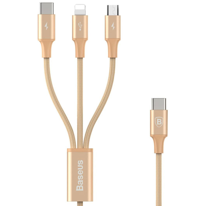کابل 3 سر فست شارژ Baseus Rapid Series CAMLT-SUS 3A 1.2m