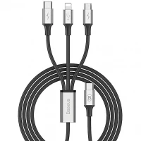 کابل 3 سر فست شارژ Baseus Rapid Series CAMLT-SUS 3A 1.2m