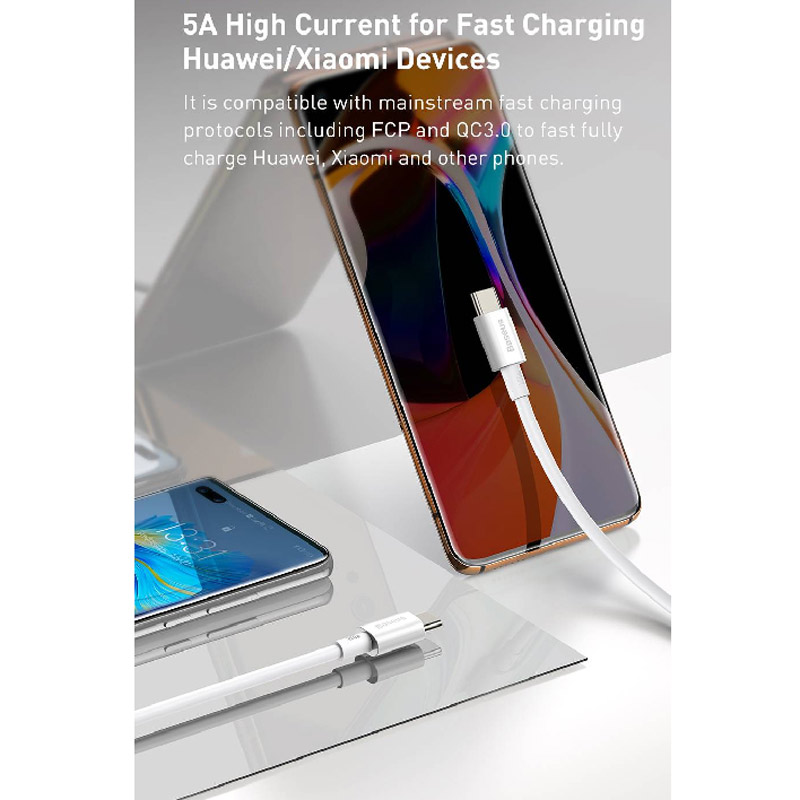 کابل تبدیل فست شارژ Baseus Superior Series CATYS-B0 Type-C to Type-C 5A 100W 1m