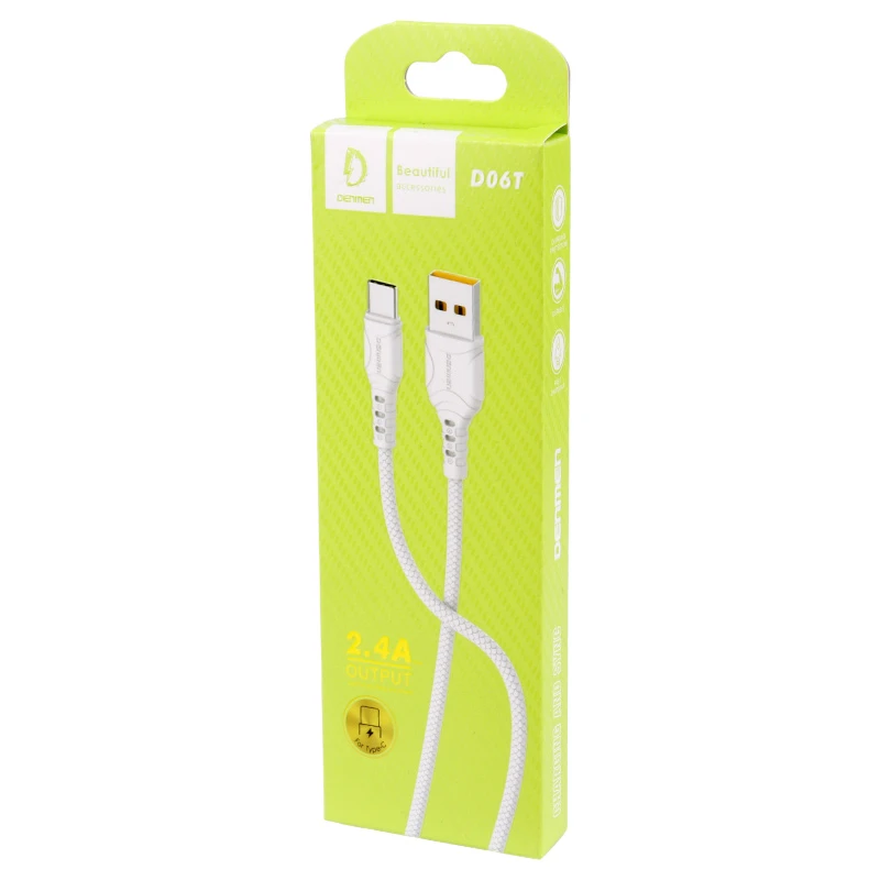کابل تایپ سی فست شارژ 2.4 آمپر دنمن D06T طول 1 متر
