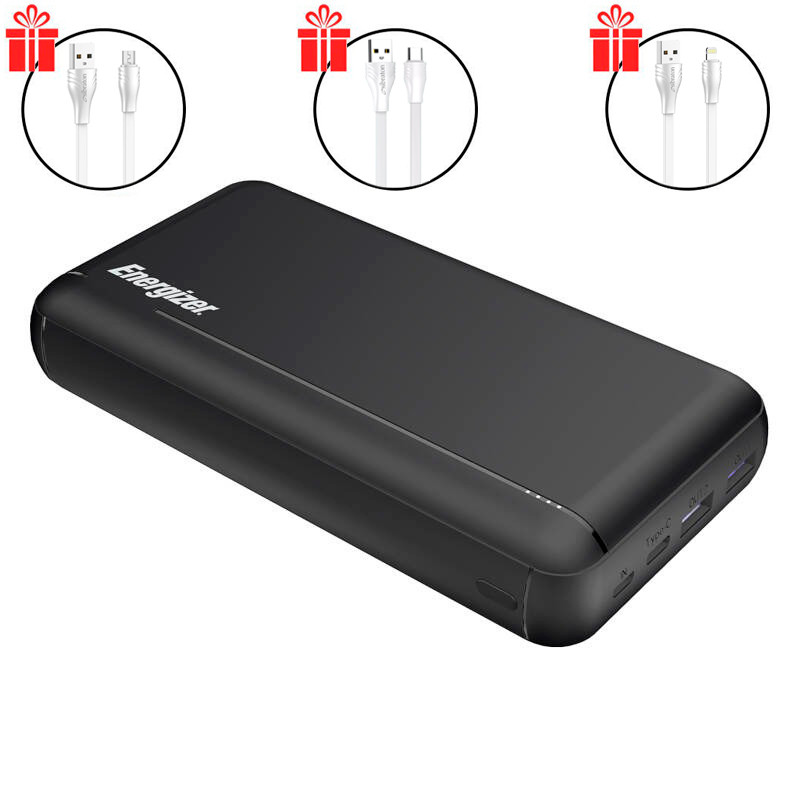 پاور بانک فست شارژ 30000 انرجایزر UE30057PQ QC3.0 PD 22.5W + سه عدد کابل هدیه