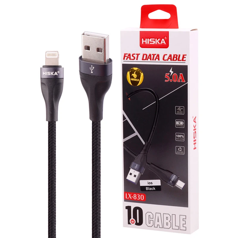 کابل لایتنینگ فست شارژ 5 آمپر هیسکا LX-830 طول 1 متر