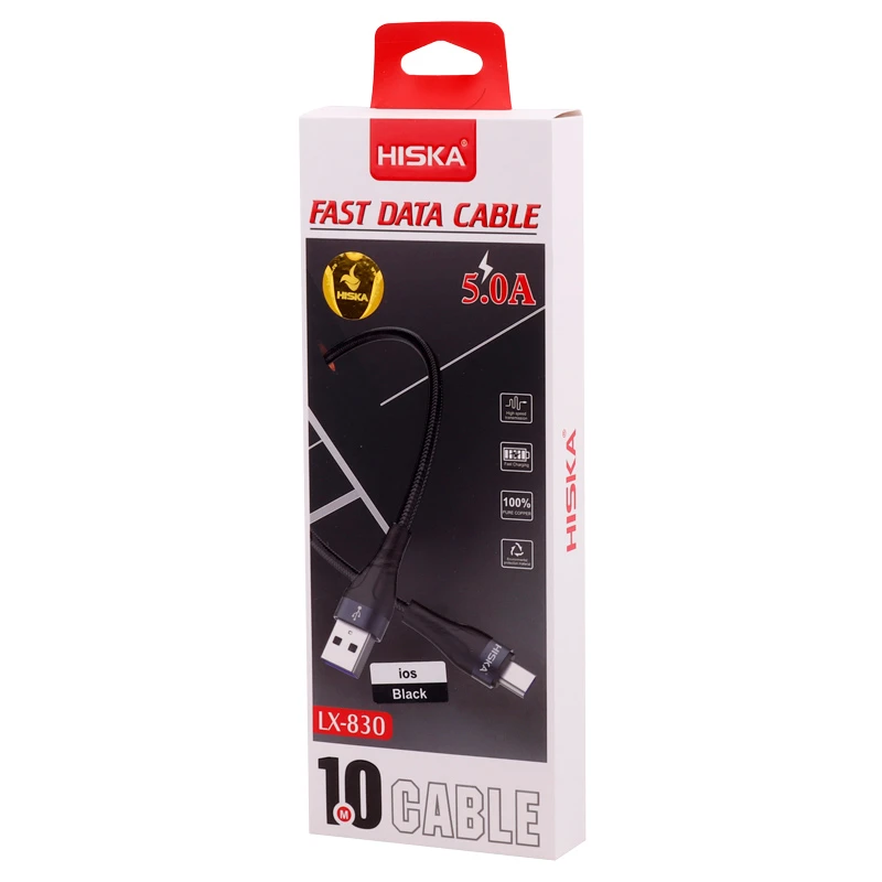 کابل لایتنینگ فست شارژ 5 آمپر هیسکا LX-830 طول 1 متر