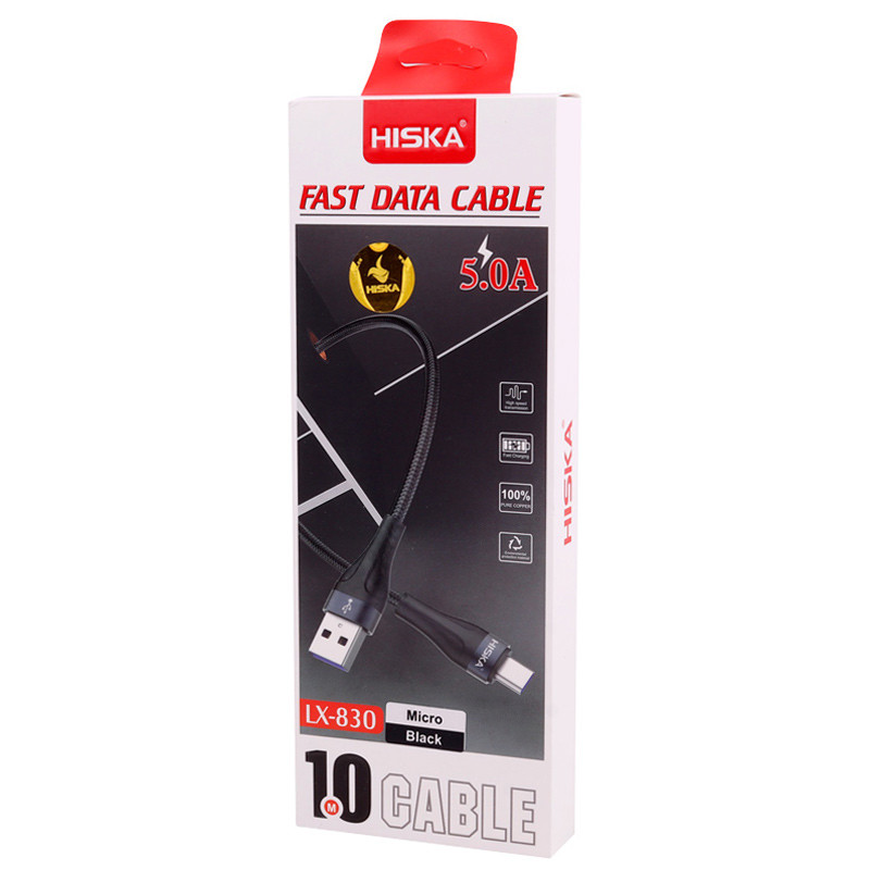کابل میکرو یو اس بی فست شارژ Hiska LX-830 5A 1m