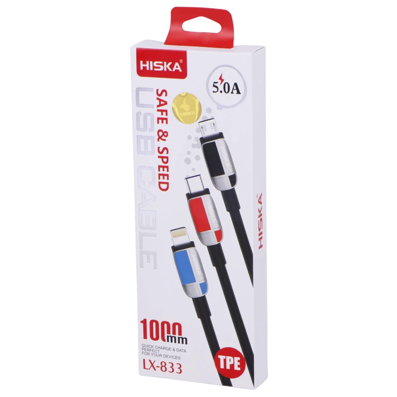 کابل تایپ سی فست شارژ 5 آمپر هیسکا LX-833 طول 1 متر