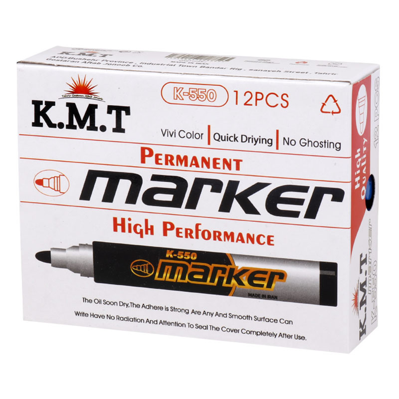 ماژیک معمولی کی ام تی نوک گرد K.M.T K-550 بسته 12 عددی